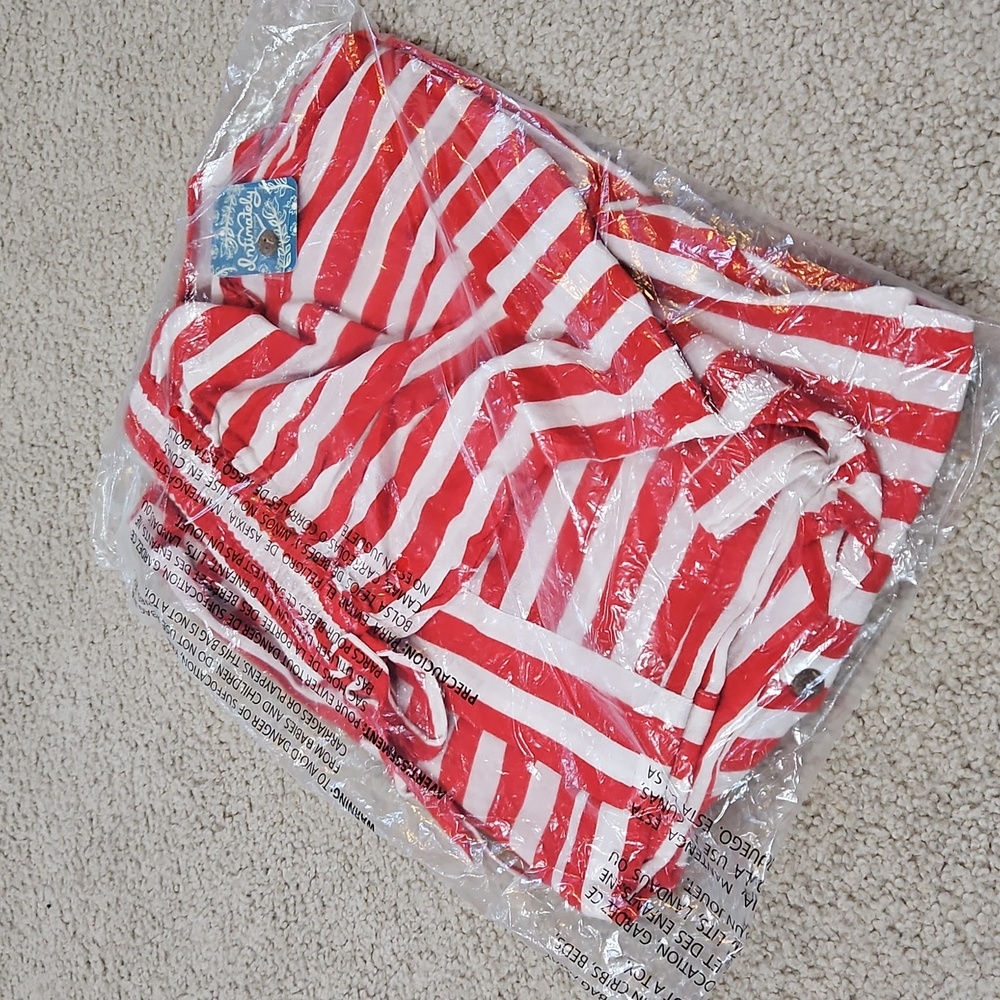 Free People Shiny Nights Pajama Set Wide Legs Red White Pinstripes Siz Small NWT - Picture 4 of 16